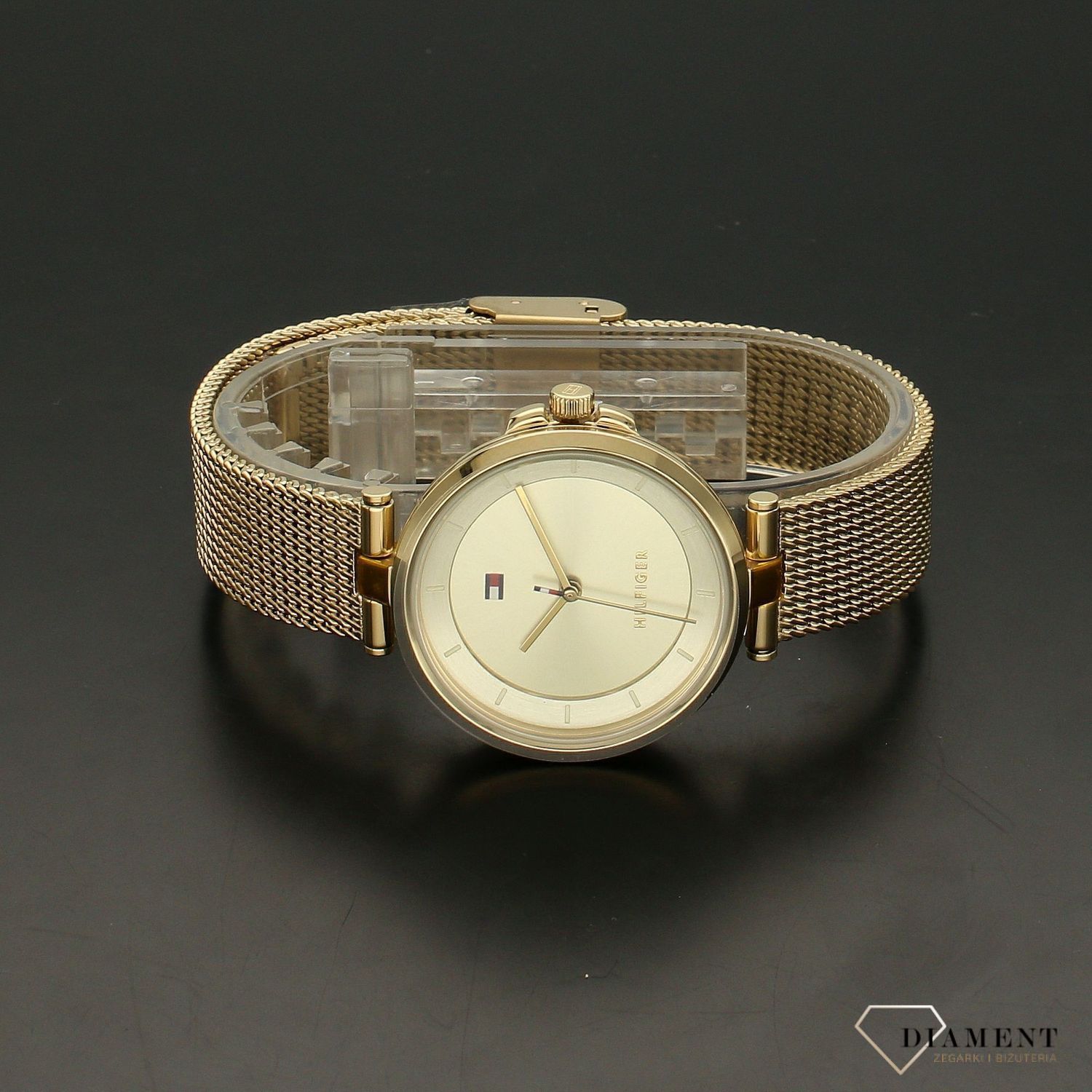 Zegarek damski pozłacany firmy Tommy Hilfiger z kolekcji Cami o numerze 1782362 na pozłacanej bransolecie..jpg