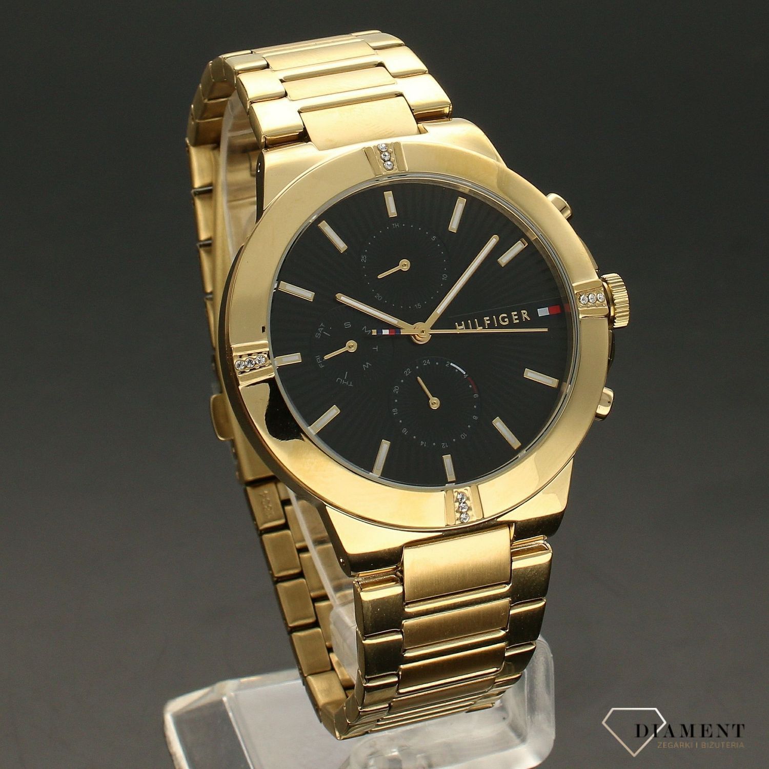 Zegarek damski złoty na bransolecie z czarną tarczą Tommy Hilfiger Talia 1782380.jpg