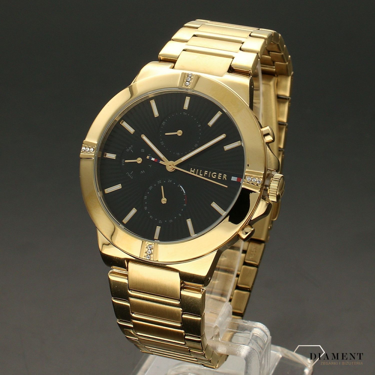 Zegarek damski złoty na bransolecie z czarną tarczą Tommy Hilfiger Talia 1782380.jpg