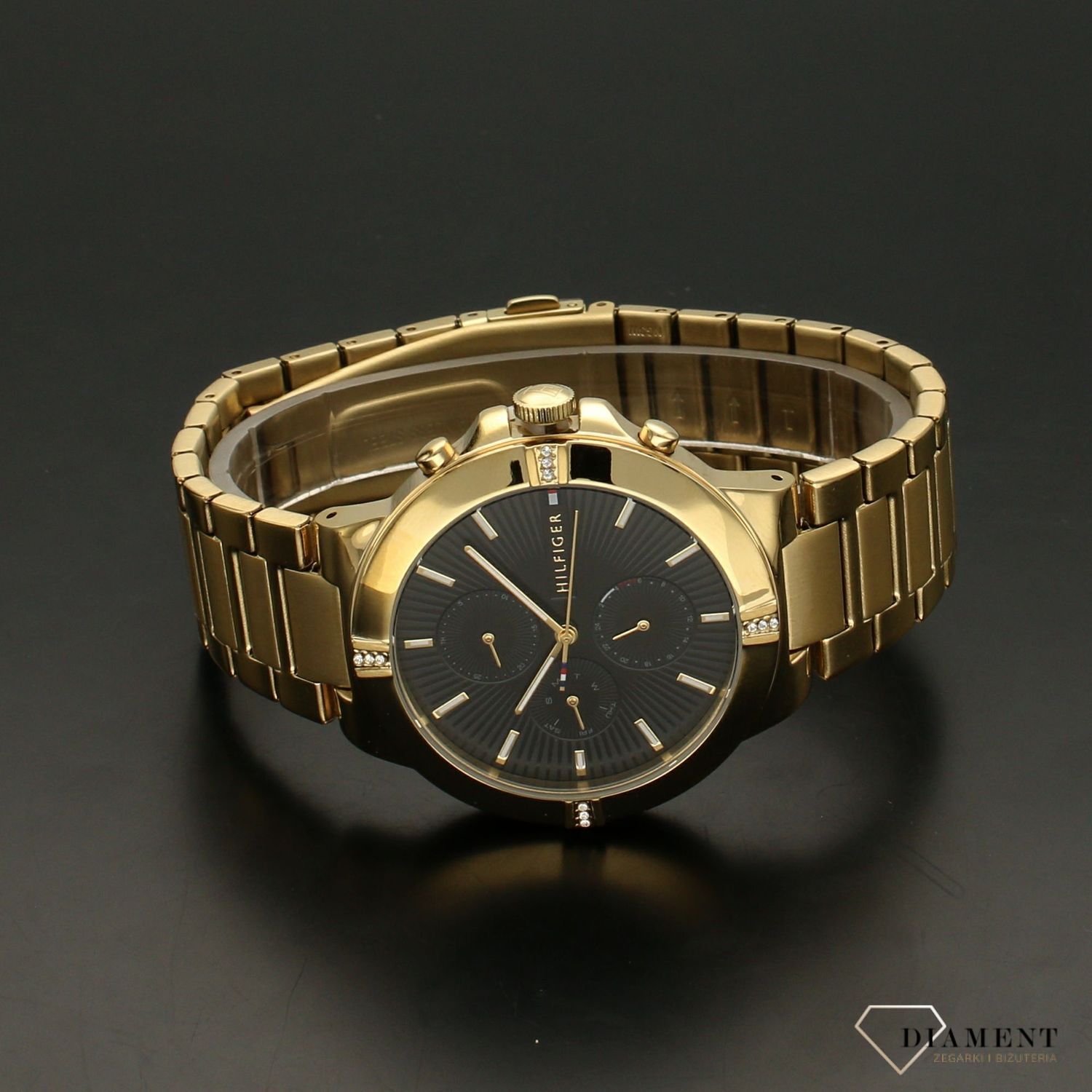 Zegarek damski złoty na bransolecie z czarną tarczą Tommy Hilfiger Talia 1782380.jpg