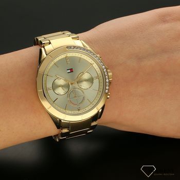 Zegarek damski złoty na bransolecie z czarną tarczą Tommy Hilfiger Kennedy 1782385 z cyrkoniami na kopercie to piękny model dla kobiety (5).jpg