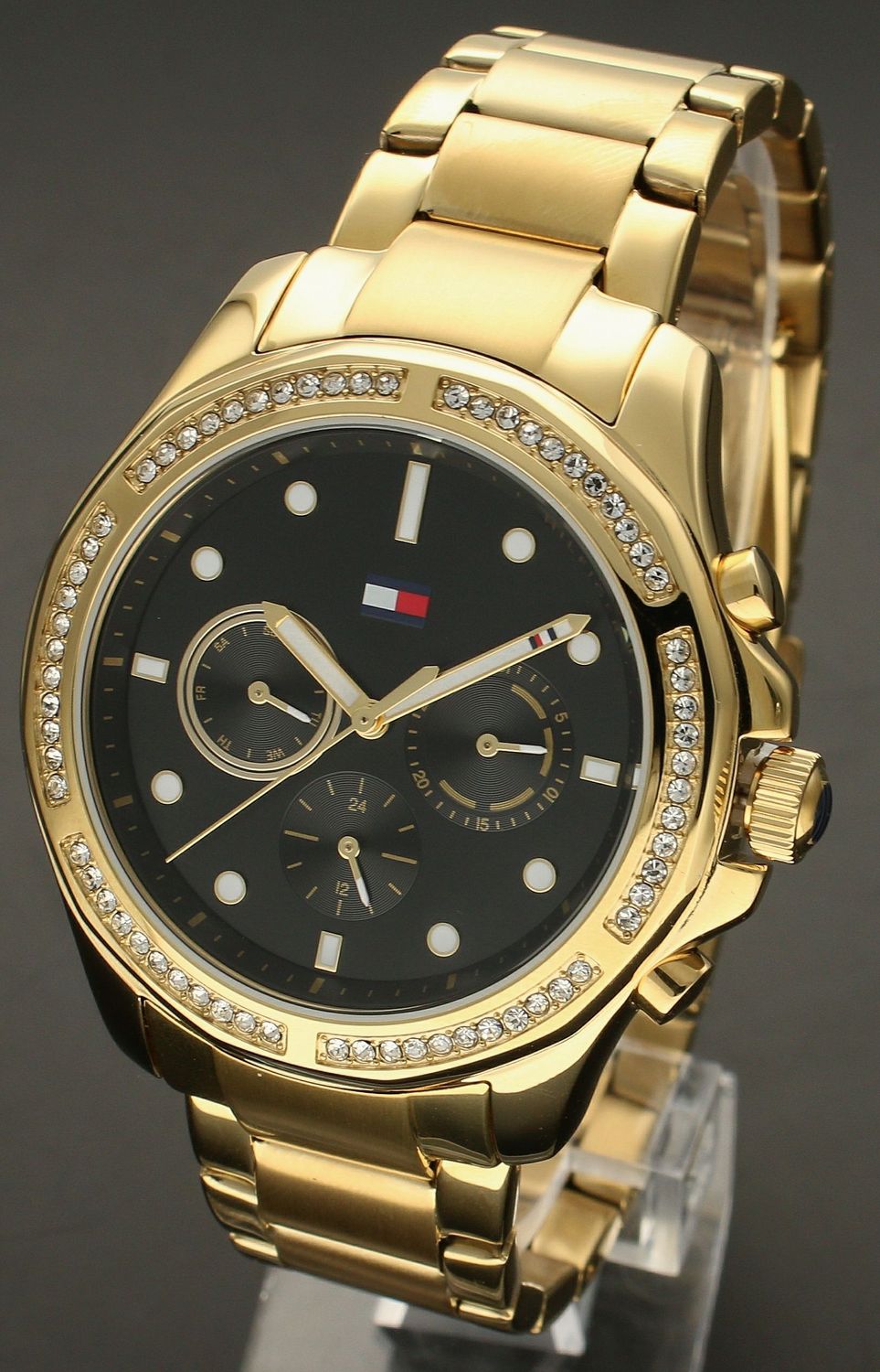 Złoty zegarek  damski TOMMY HILFIGER 1782570  z czarną tarczą i cyrkoniamil.jpg