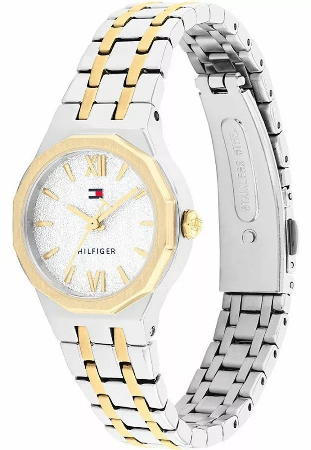 Zegarek damski Tommy Hilfiger Mackenzie 1782888 kwarcowy srebrno-złoty na bransolecie.jpg