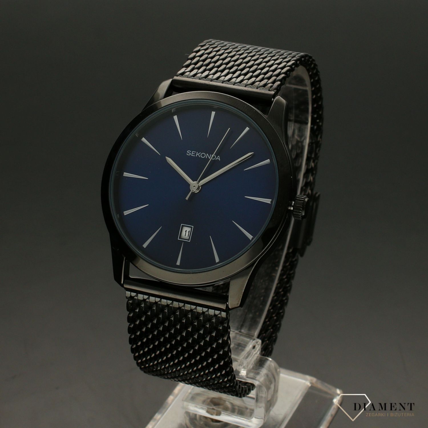 Zegarek męski Sekonda 'Klasyk na rozciąganej bransolecie w kolorze czarnym'  1786 (2).jpg