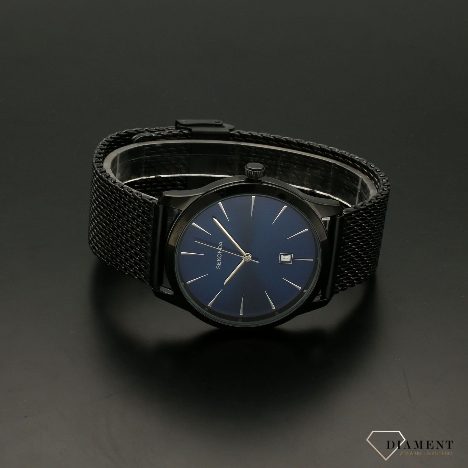 Zegarek męski Sekonda 'Klasyk na rozciąganej bransolecie w kolorze czarnym'  1786 (2).jpg
