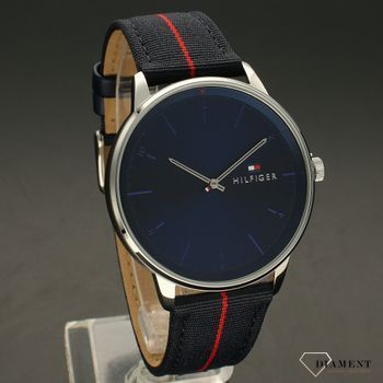 Zegarek ⌚ męski na pasku parciano-skórzanym z niebieską tarczą Tommy Hilfiger Hendrix 1791844  (1).jpg