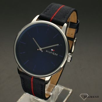 Zegarek ⌚ męski na pasku parciano-skórzanym z niebieską tarczą Tommy Hilfiger Hendrix 1791844  (2).jpg