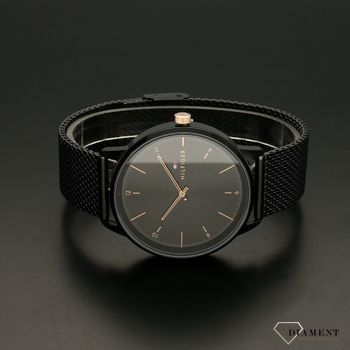 Zegarek męski na czarnej bransolecie Tommy Hilfiger Hendix 1791845 z dodatkami różowego złoto to nowoczesny model zegarka dla mężczyzny.  (3).jpg