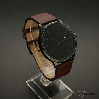 Zegarek ⌚ męski na brązowym pasku skórzanym z czarna tarczą Tommy Hilfiger 1791876 ✓Z (2).jpg