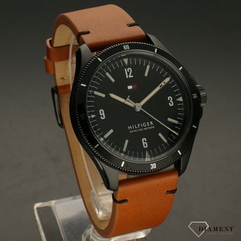 Zegarek ⌚ męski na brązowym pasku skórzanym z czarna tarcząTommy Hilfiger 1791906 Maverick✓ (1).jpg