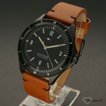 Zegarek ⌚ męski na brązowym pasku skórzanym z czarna tarcząTommy Hilfiger 1791906 Maverick✓ (2).jpg