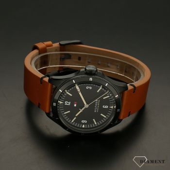 Zegarek ⌚ męski na brązowym pasku skórzanym z czarna tarcząTommy Hilfiger 1791906 Maverick✓ (3).jpg