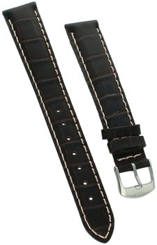 Skórzany pasek do zegarka 18 mm XL – czarny, croco z brązowymi akcentami i beżowym szyciem.jpg