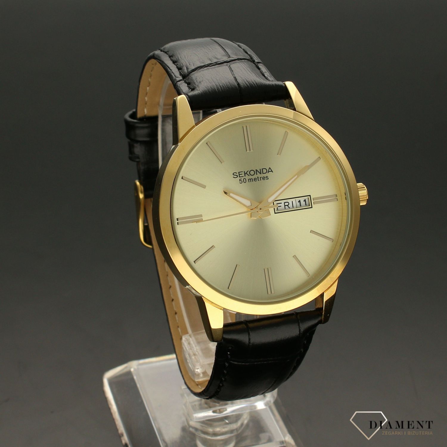 Zegarek męski Sekonda ' Złoto z czarnym paskiem'  1838 (1).jpg
