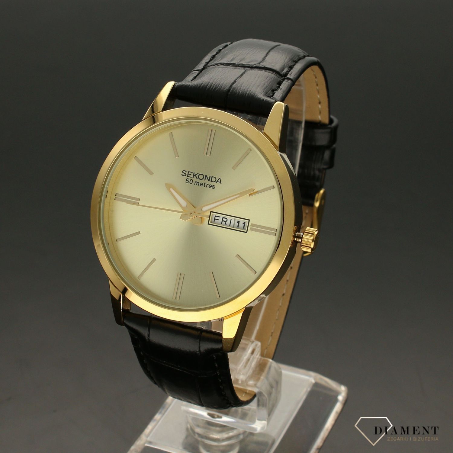 Zegarek męski Sekonda ' Złoto z czarnym paskiem'  1838 (1).jpg