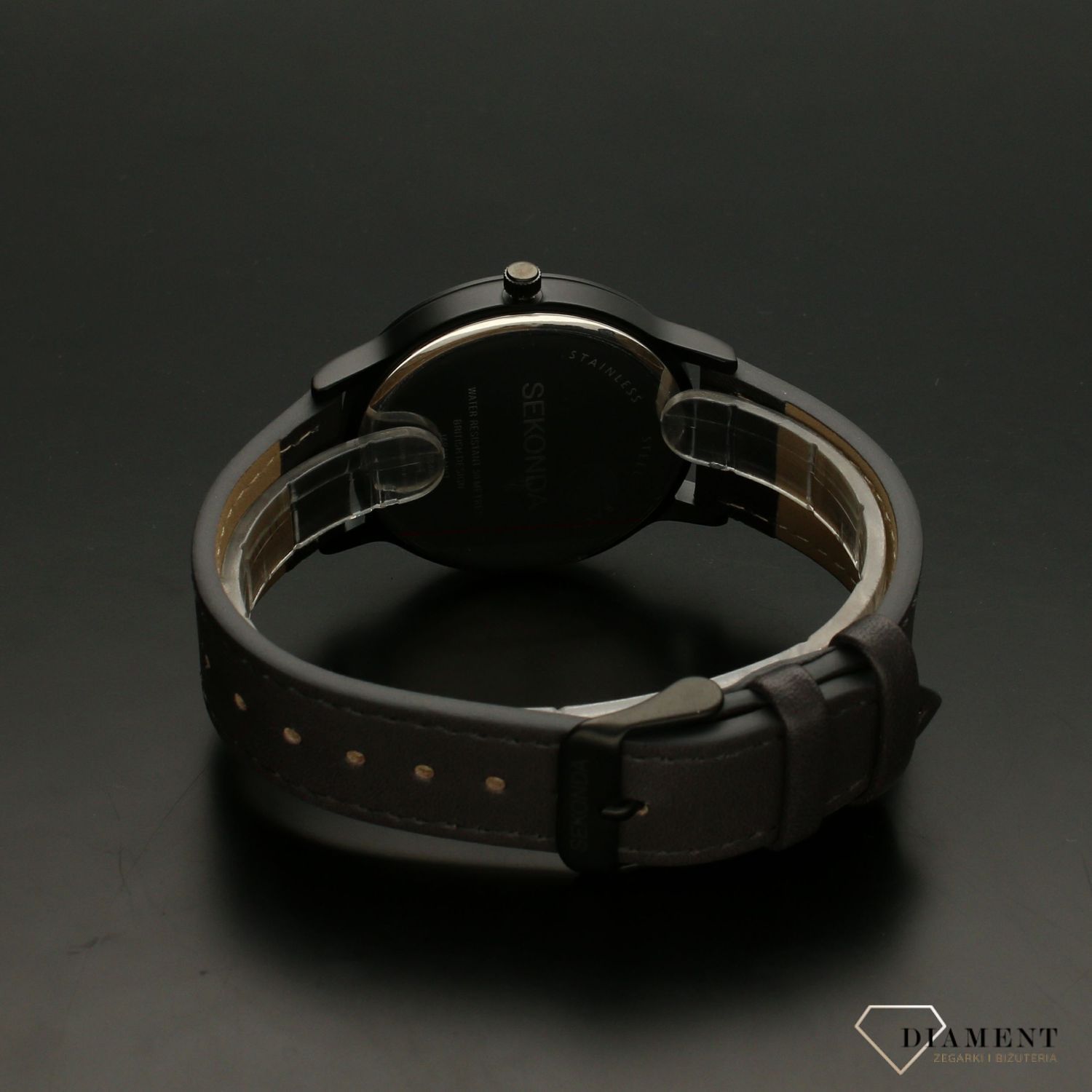 Zegarek męski Sekonda 1844 ✅ Nowoczesny zegarek męski Sekonda zachowany w ciemnej kolorystyce z wytrzymałym skórzanym paskiem w kolorze czarnym o gładkiej fakturze. ✅ (2).jpg