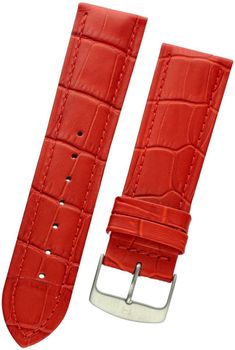 Skórzany pasek do zegarka Horido 24mm – jaskrawa czerwień, stalowa sprzączka.jpg