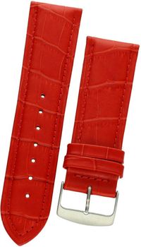 Skórzany pasek do zegarka Horido 26mm – jaskrawa czerwień, stalowa sprzączka.jpg