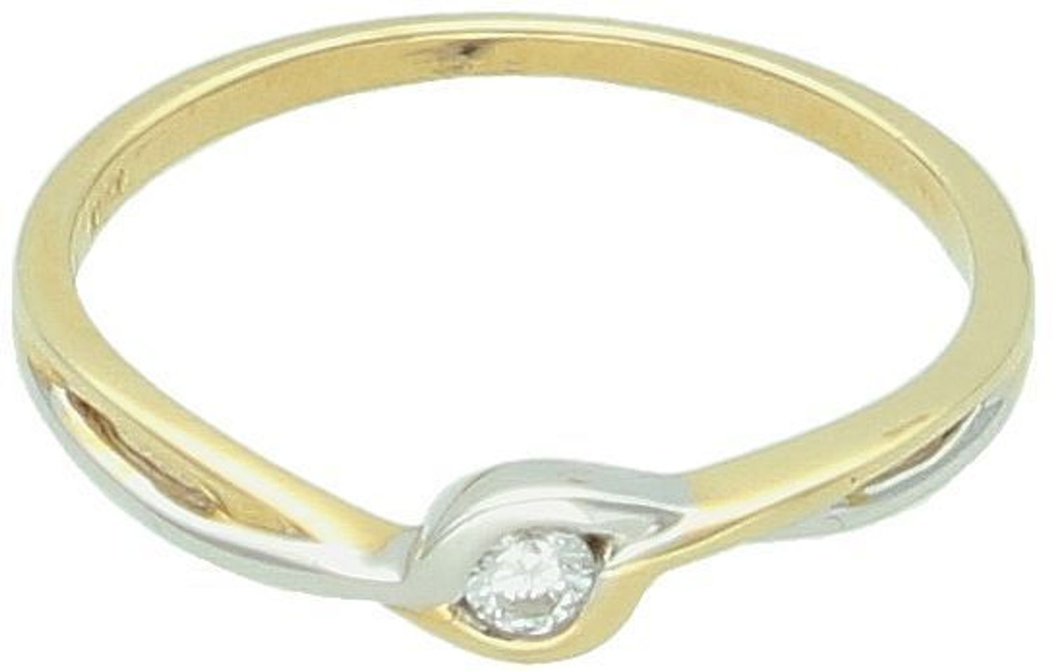 Złoty pierścionek z diamentami – białe i żółte złoto 585, rozmiar 11, kod 189005.jpg