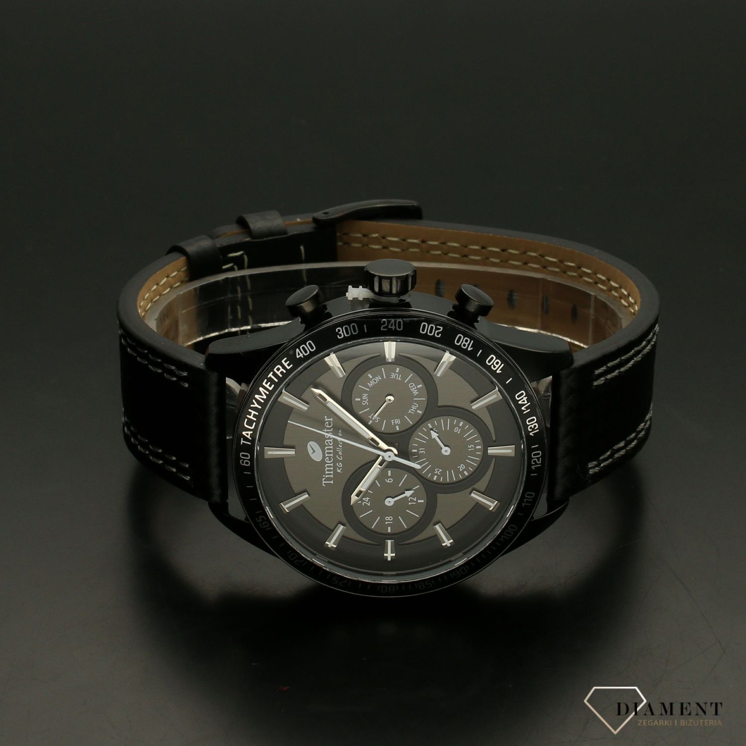 Zegarek męski na czarnym pasku Timemaster 192-60 'czarna multidata' (1).jpg