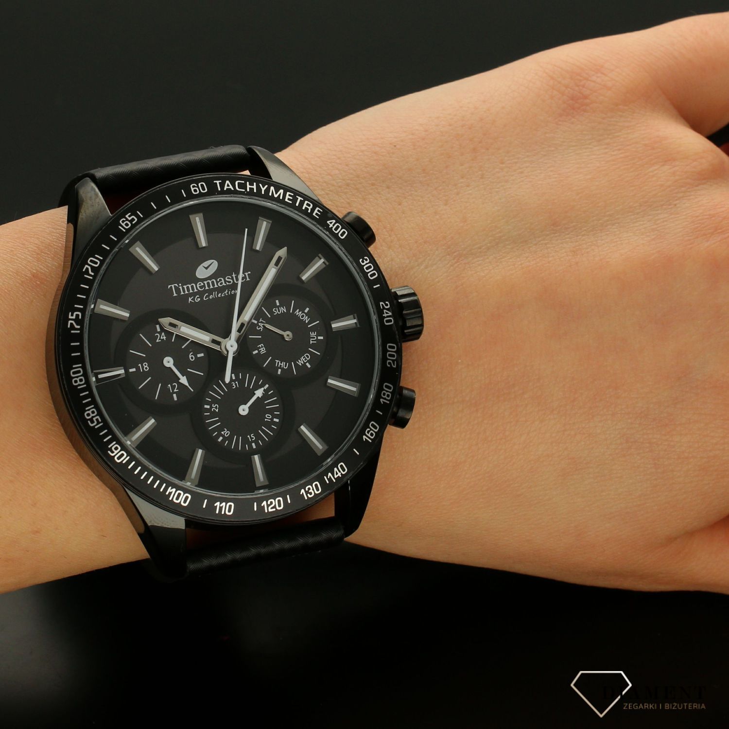 Zegarek męski na czarnym pasku Timemaster 192-60 'czarna multidata' (1).jpg