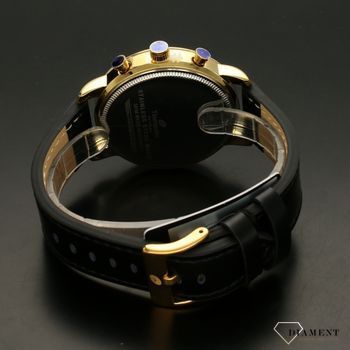 Zegarek męski Timemaster 192-66 złote tarcze. Zegarek męski zachowany w nowoczesnej odsłonie ze złotymi dodatkami. Zegarek męski skórzany w kolorze czarnym. Zegarek męski z białą tarczą.  (5).jpg