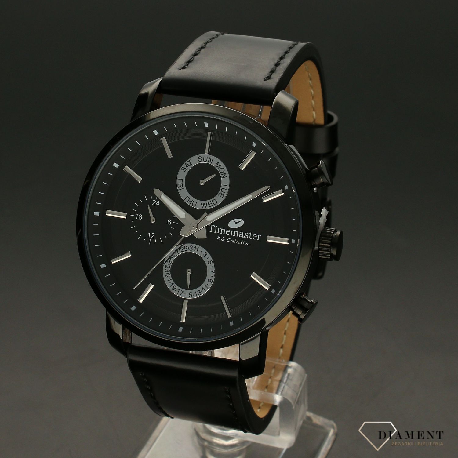 Zegarek męski na czarnym pasku Timemaster 192-69 'czarna multidata'  (1).jpg
