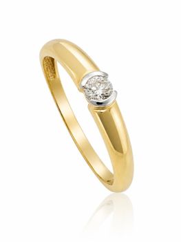 Złoty pierścionek zaręczynowy z diamentem 0,18 ct, pr585.jpg