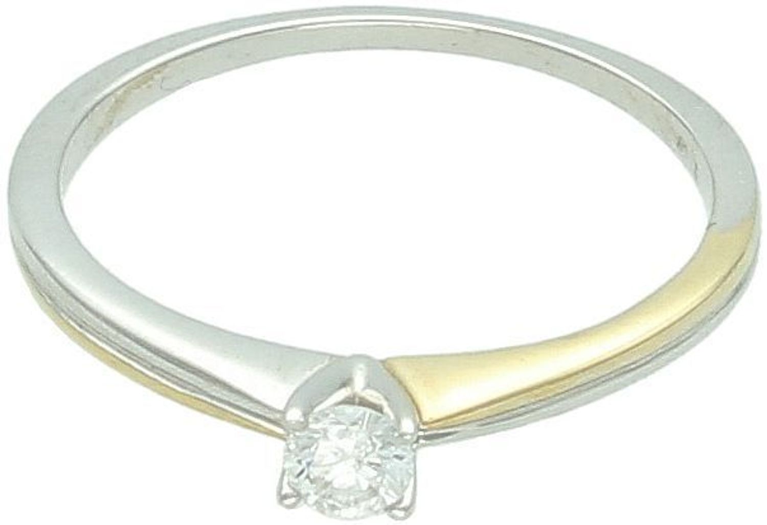 Złoty pierścionek klasyczny z brylantem  Białe i żółte złoto  Rozmiar 13  196315 HSI.jpg