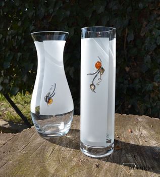 Wazon szklany 25 cm mleczny srebro i bursztyn 1L14N2. Szklany wazon o prostej formie, wąski wysoki wazon wykonany ze szkła z pełną precyzją i dbałością wykonania. Świetny pomysł na prezent.3.JPG