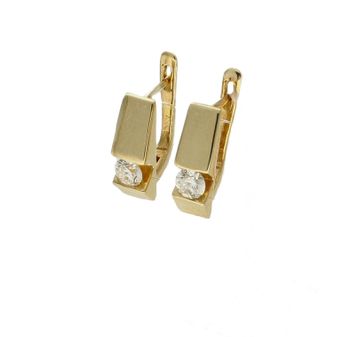 Złote kolczyki 585 z diamentami Kolczyki z diamentami o barwie i czystości HSI o łącznej masie 0,40 ct. Złote, eleganckie kolczyki charakteryzują się klasycznym pięknem i stylowym designem. Element ozdobny wykonano z najwyższe.jpg