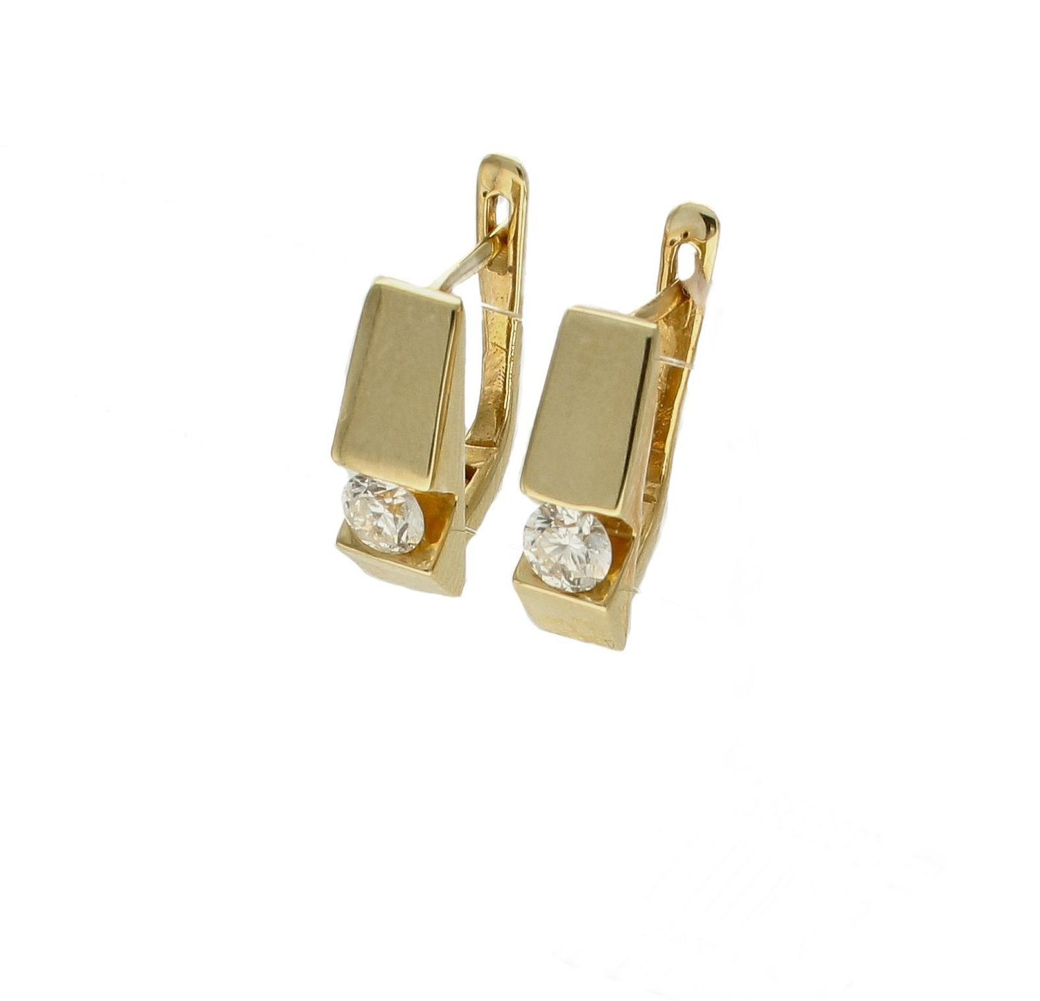 Złote kolczyki 585 z diamentami Kolczyki z diamentami o barwie i czystości HSI o łącznej masie 0,40 ct. Złote, eleganckie kolczyki charakteryzują się klasycznym pięknem i stylowym designem. Element ozdobny wykonano z najwyższe.jpg