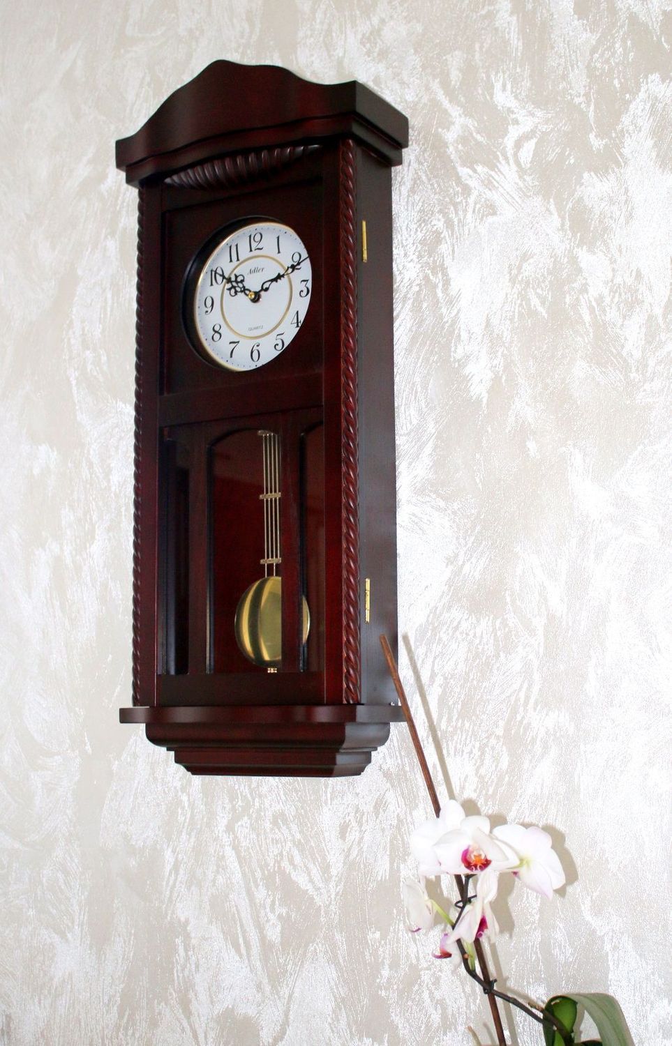 Zegar ścienny z wahadłem drewniany wenge 20002W  ✓Zegary ścienne z wahadłem w ciemnym kolorze drewna ✓Zegary szafkowe ✓ Drewniany zegar (1).JPG