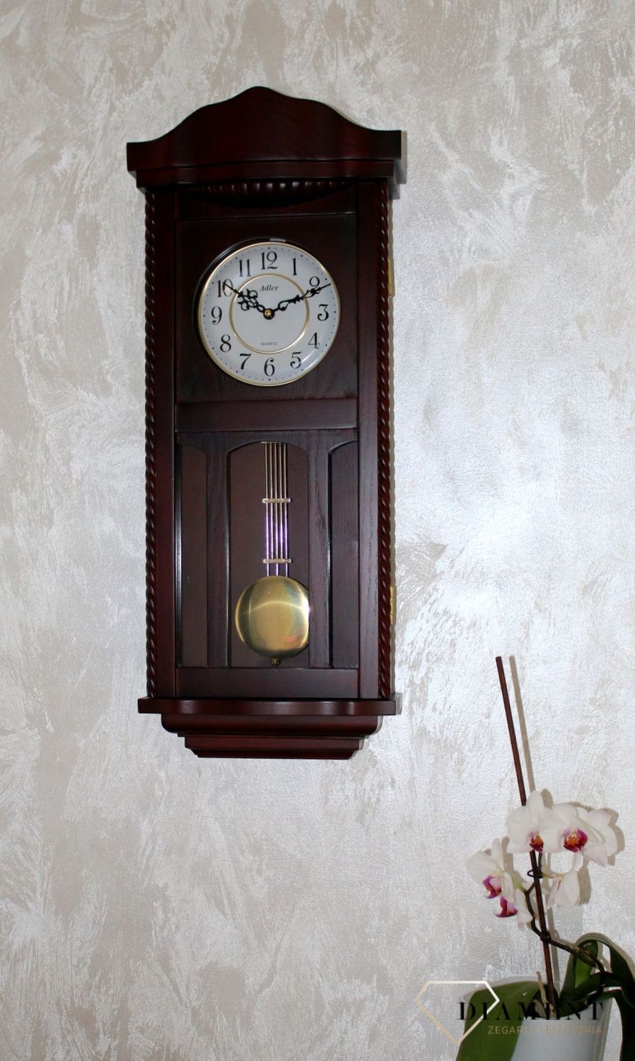 Zegar ścienny z wahadłem drewniany wenge 20002W  ✓Zegary ścienne z wahadłem w ciemnym kolorze drewna ✓Zegary szafkowe ✓ Drewniany zegar (1).JPG