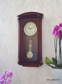 Zegar ścienny drewniany Adler 20008CH ✅ Zegar ścienny wykonany z drewna w ciemnej kolorystyce. ✅ Tarcza zegara w jasnym kolorze z czarnymi cyframi arabskimi ✅ (9).JPG