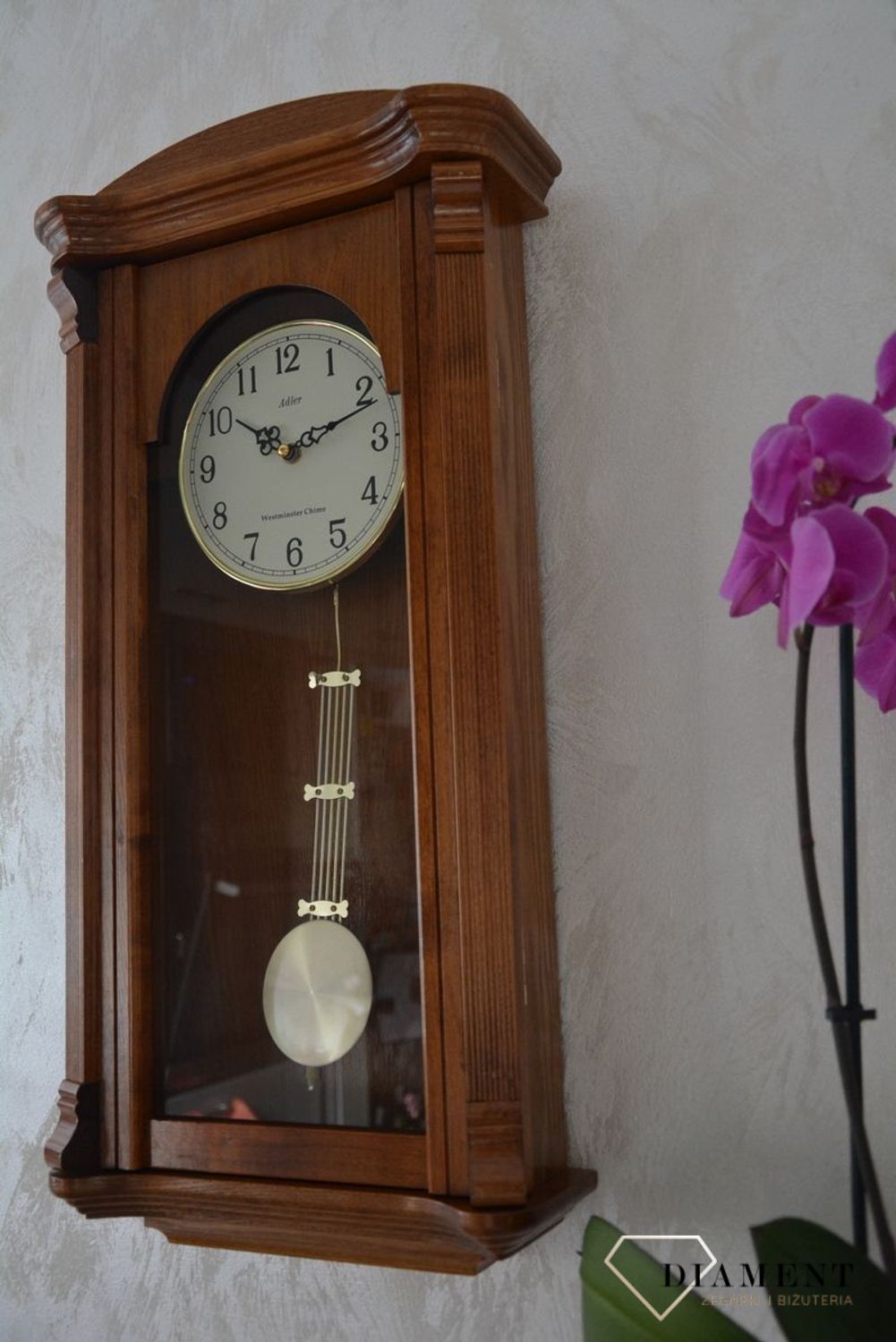 Zegar ścienny drewniany do salonu w kolorze jasnego dębu 20008D ✅ Zegar ścienny do salonu ✅ Zegar drewniany w kształcie prostokąta ✅ (7).JPG