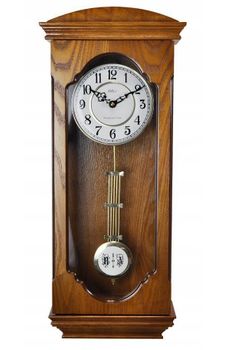 Zegar ścienny drewniany wiszący mechaniczny Adler 20039D. Zegar ścienny do salonu. Zegar Adler wykonany z wysokiej jakości drewna w kolorze dębowym 20039 DĄB.jpg