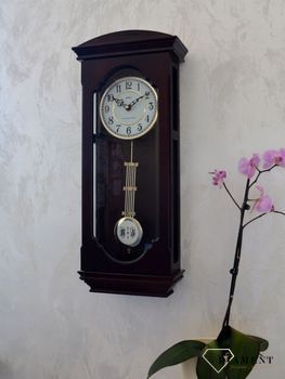 Zegar ścienny drewniany wiszący Adler 20039W.  Zegar ścienny do salonu. Zegar Adler wykonany z wysokiej jakości drewna w kolorze ciemno brązowym (10).JPG