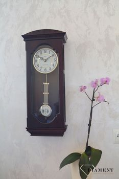 Zegar ścienny drewniany wiszący Adler 20039W.  Zegar ścienny do salonu. Zegar Adler wykonany z wysokiej jakości drewna w kolorze ciemno brązowym (11).JPG