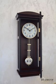 Zegar ścienny drewniany wiszący Adler 20039W.  Zegar ścienny do salonu. Zegar Adler wykonany z wysokiej jakości drewna w kolorze ciemno brązowym (5).JPG