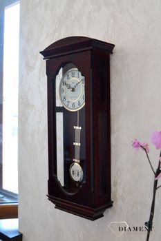 Zegar ścienny drewniany wiszący Adler 20039W.  Zegar ścienny do salonu. Zegar Adler wykonany z wysokiej jakości drewna w kolorze ciemno brązowym (6).JPG