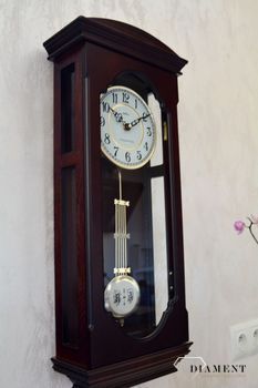 Zegar ścienny drewniany wiszący Adler 20039W.  Zegar ścienny do salonu. Zegar Adler wykonany z wysokiej jakości drewna w kolorze ciemno brązowym (9).JPG