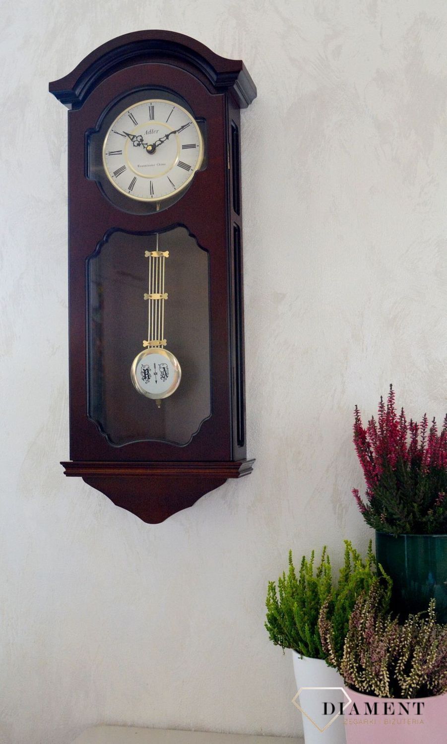 Zegar ścienny drewniany wiszący Adler Wenge 20040W. Zegar drewniany z wahadłem (1).JPG