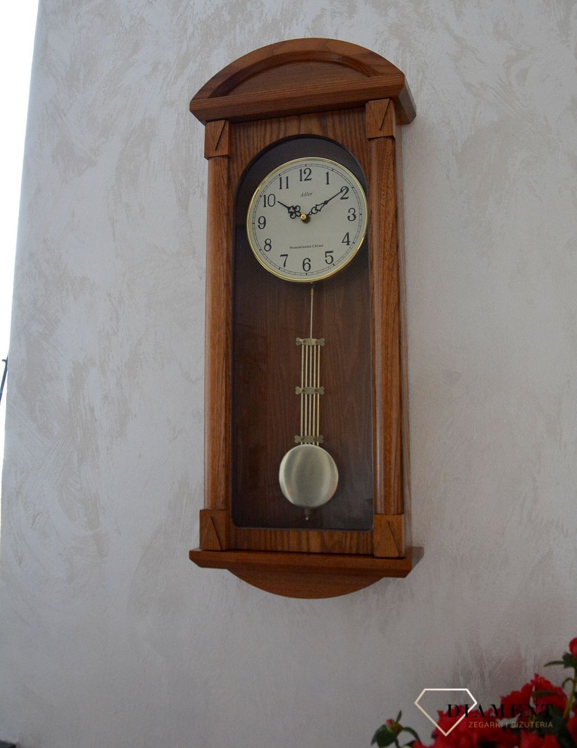 Zegar ścienny drewniany dębowy Adler 20042D✅ Zegar ścienny wykonany z drewna w kolorze dębu to świetna ozdoba ściany  (3).JPG