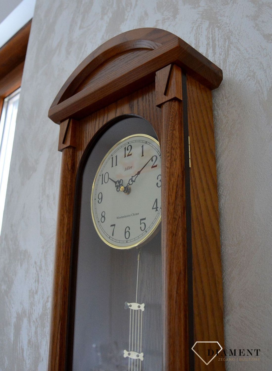 Zegar ścienny drewniany dębowy Adler 20042D✅ Zegar ścienny wykonany z drewna w kolorze dębu to świetna ozdoba ściany  (3).JPG