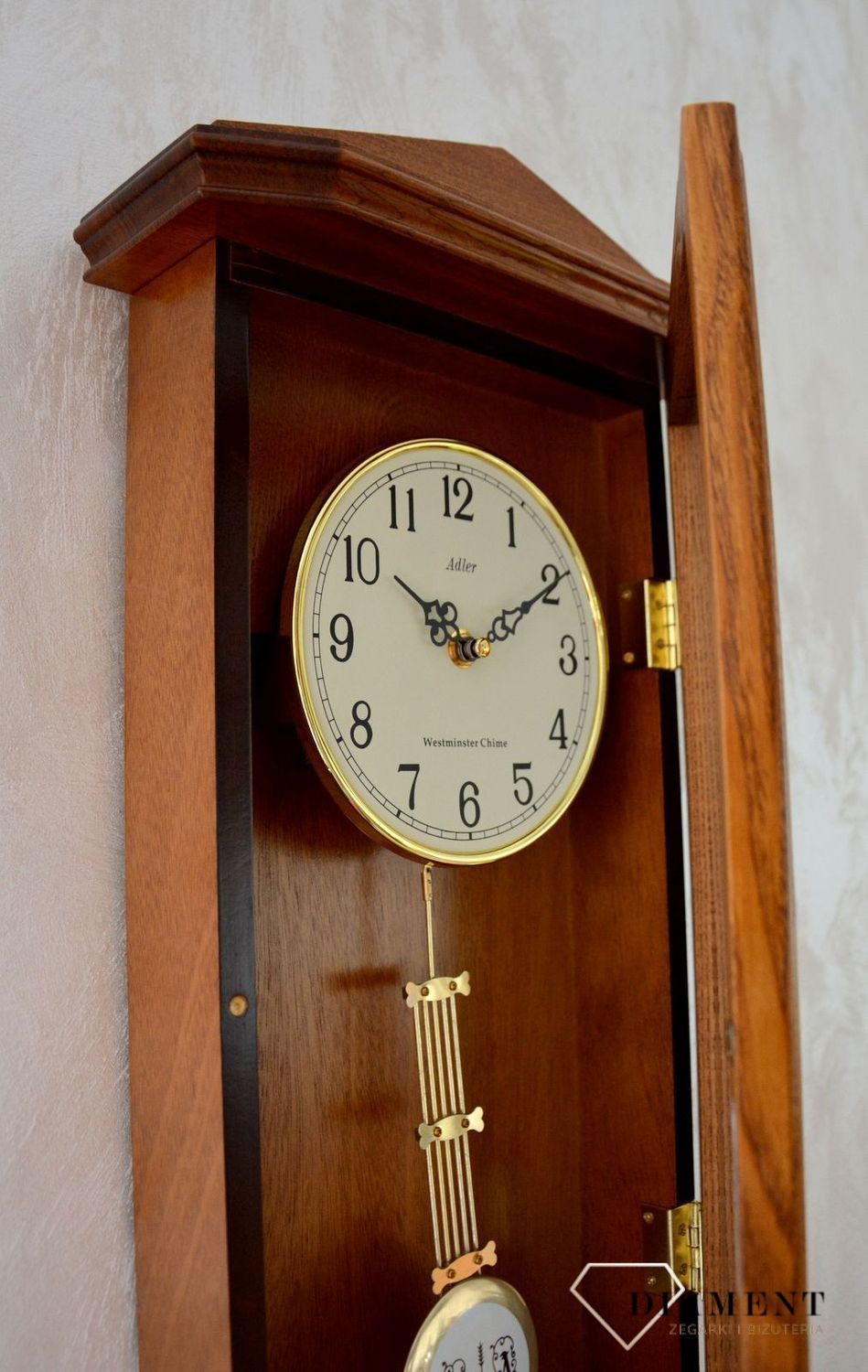 Zegar ścienny wiszący drewniany dębowy Adler 20130D to zegar drewniany wiszący z wahadłem idealny do stylowych, drewnianych wnętrz. ✓Zegary ścienne ✓Zegary szafkowe ✓ Drewniany zegar (9).JPG