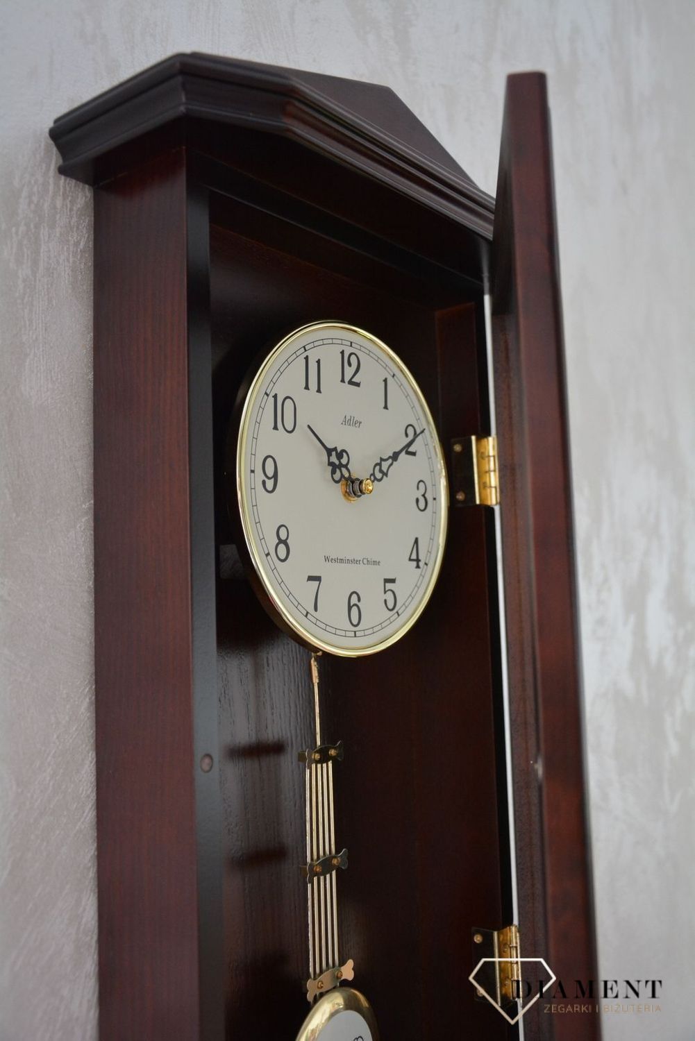 Zegar ścienny wiszący drewniany wenge Adler 20130W to zegar drewniany wiszący z wahadłem idealny do stylowych, drewnianych wnętrz. ✓Zegary ścienne✓Zegary szafkowe ✓ (2).JPG
