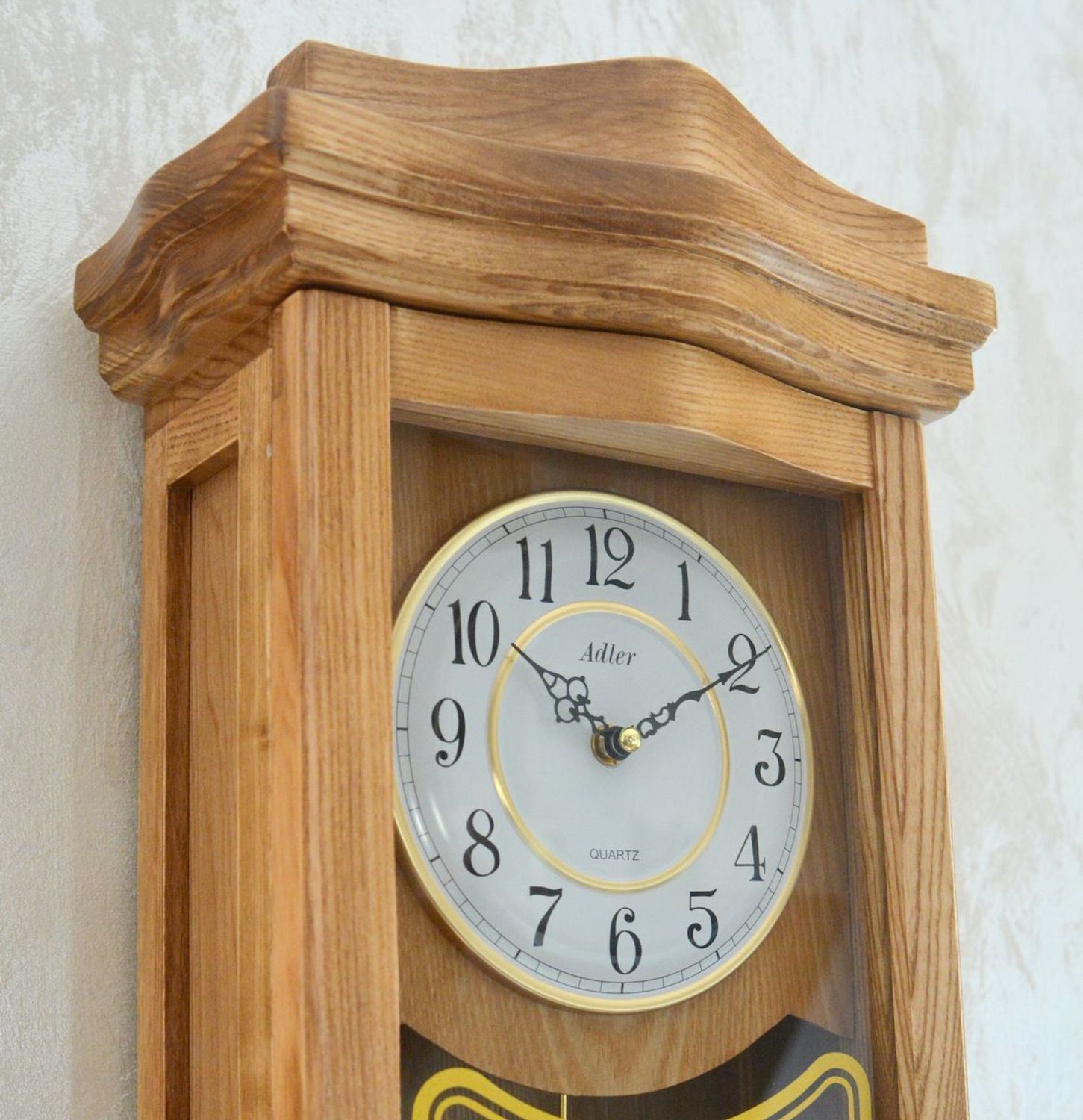 Zegar skrzynkowy ścienny 20226D dębowy z kurantem i wahadłem (4).JPG