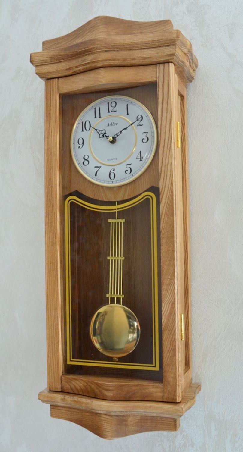 Zegar skrzynkowy ścienny 20226D dębowy z kurantem i wahadłem (4).JPG