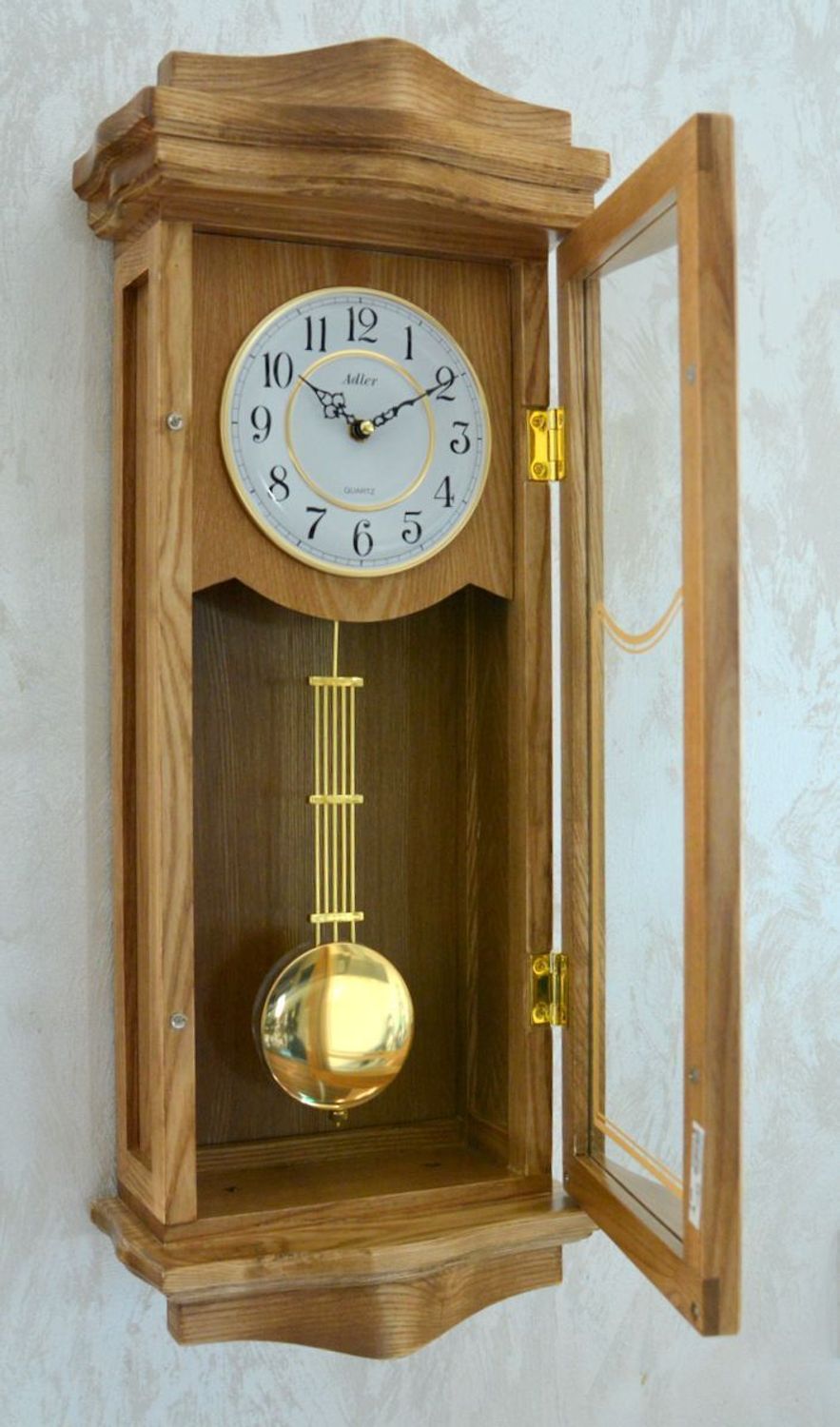 Zegar skrzynkowy ścienny 20226D dębowy z kurantem i wahadłem (4).JPG